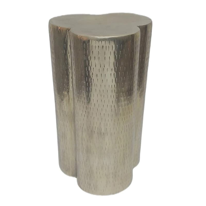 Metal Side Table with Modern Textured Base Elegant Narrow Home Decor