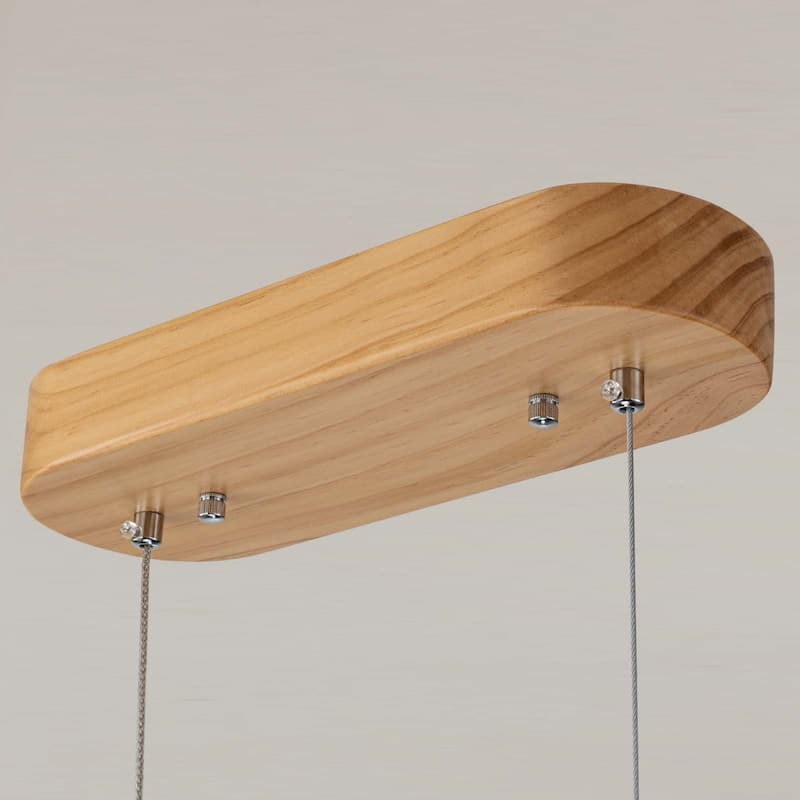 Starsky 1-Light Farmhouse Rustic Wooden Linear Pendant Integrated LED 3000K Kitchen Island Lights