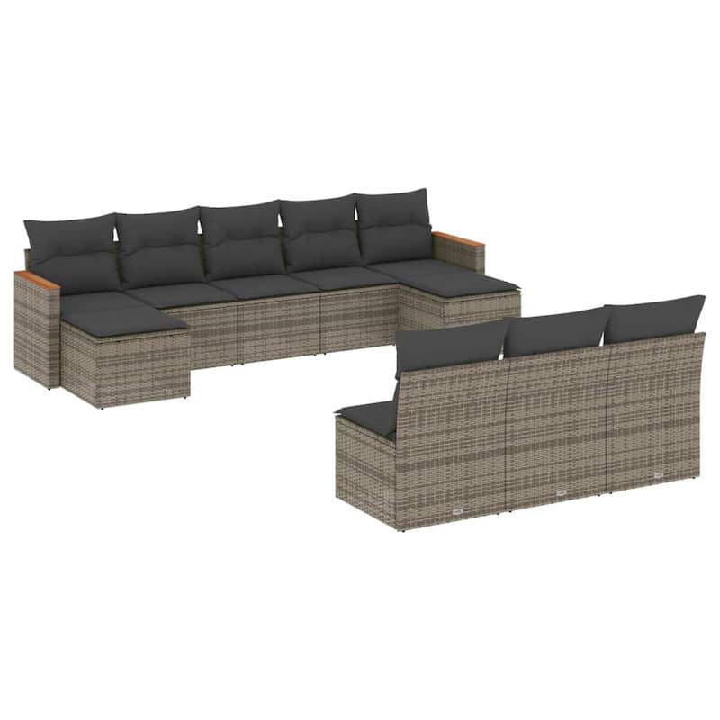 vidaXL Patio Sofa Set with Cushions Outdoor Conversation Furniture Poly Rattan