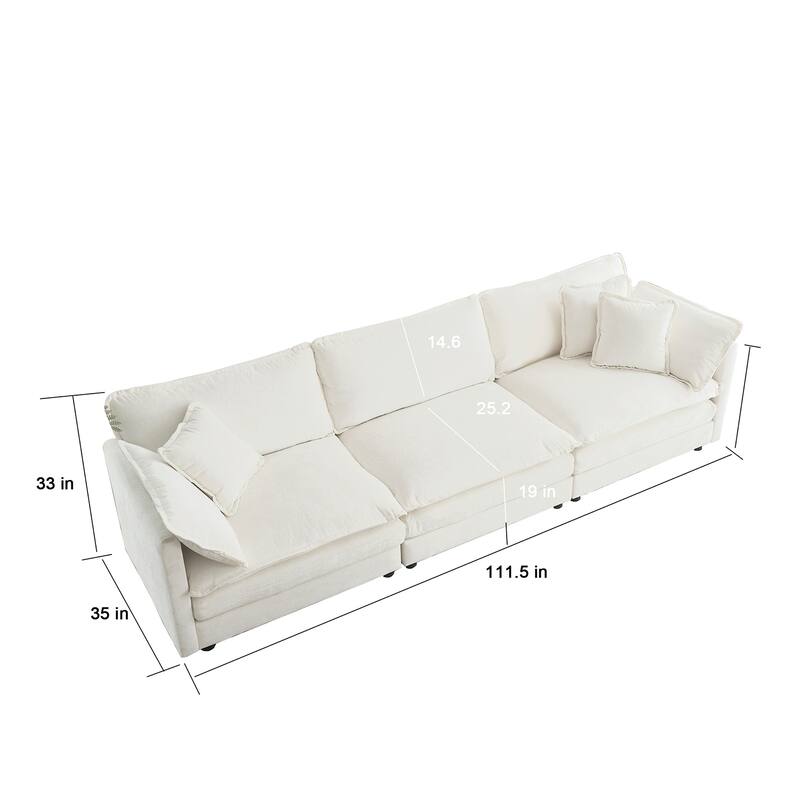 Upholstery Modular L Shaped Sectional Sofa With Reversible Ottoman for Living Room