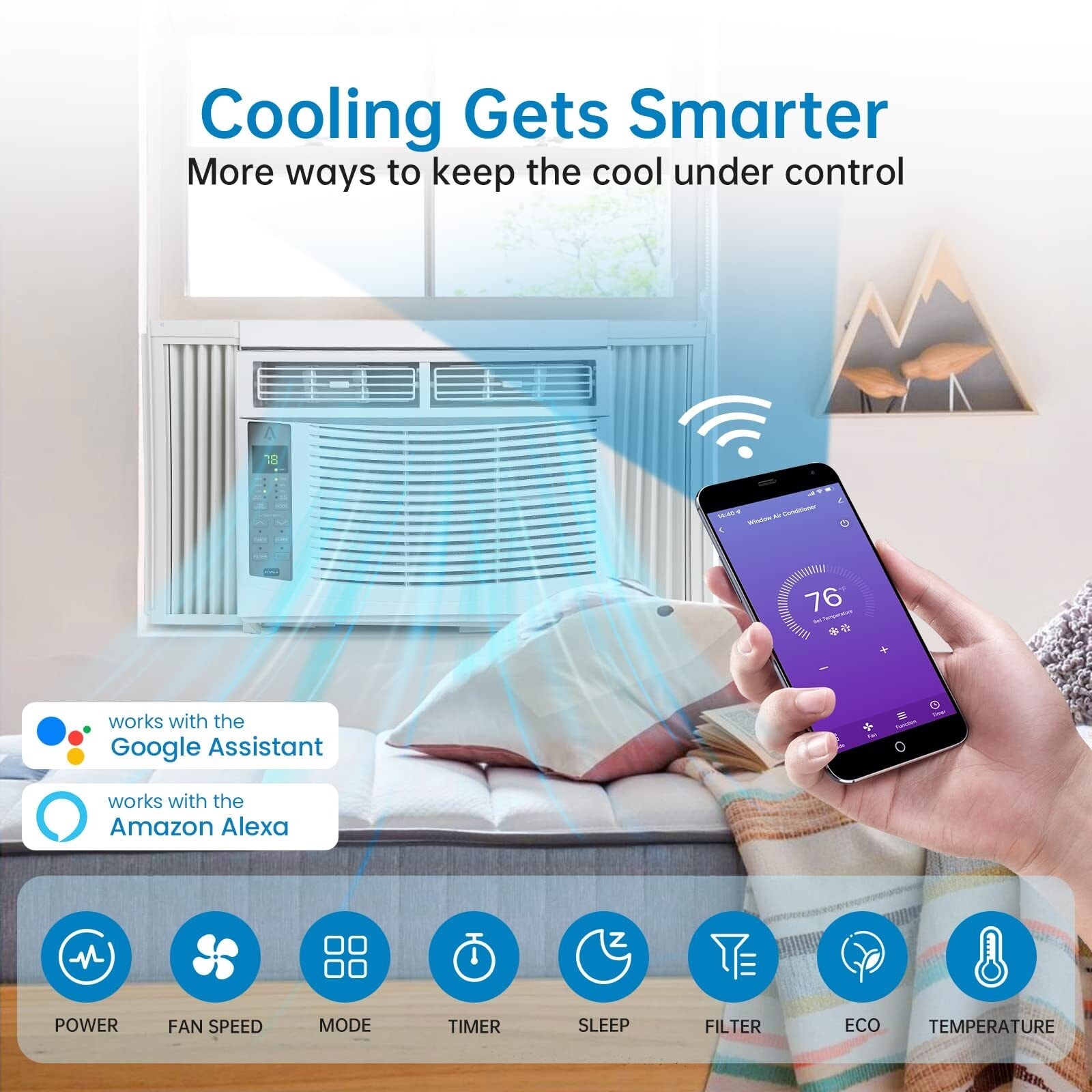 6000 BTU Smart Air Conditioner Window Unit