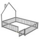 preview thumbnail 7 of 7, Full Pine Wood House-Shaped Headboard Floor Bed w/Fence & Guardrails