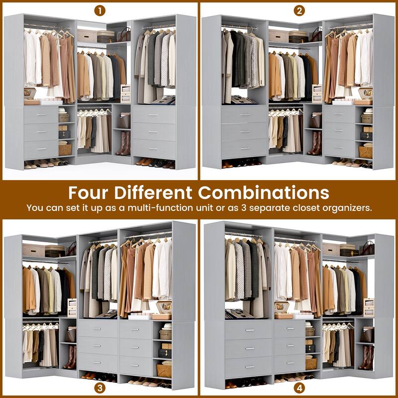 Cimly Set of 3 Freestanding Corner Closet System, Space-saving Closet Organizer for Walk-in/ Reach-in Closet