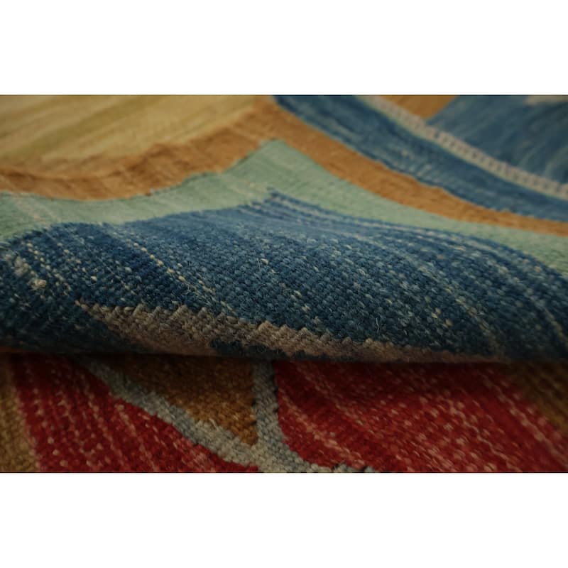 Hand Woven Oriental 100% Wool Carpet Southwestern Tribal Green Kilim Area Rug - 10' 4'' X 10' 0''