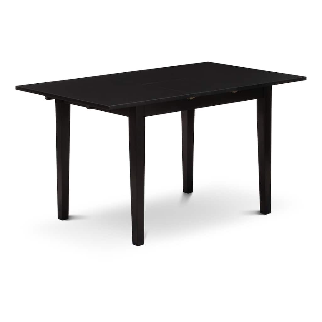 East West Furniture Kitchen Table Set Contains a Rectangle Dining Table and Upholstered Chairs, Black (Pieces Options)