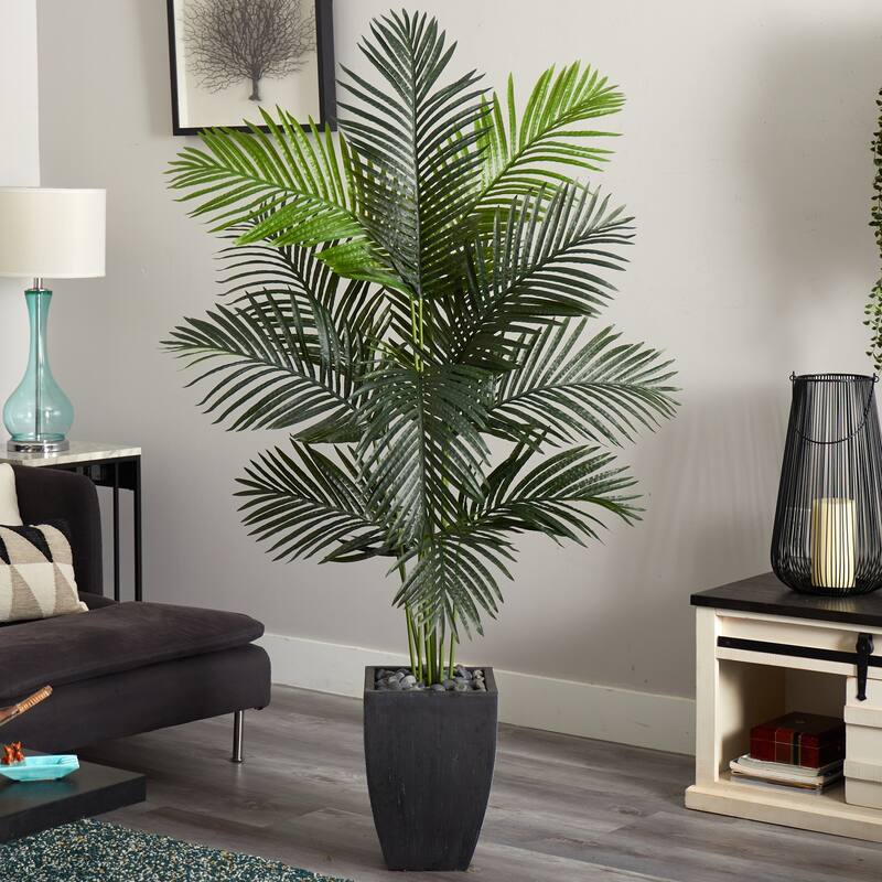Artificial Palm Tree Indoor, 5.5Ft Green Tropical Tree in Planter, Home Decor, Living Room, Office, Realistic Faux Plant