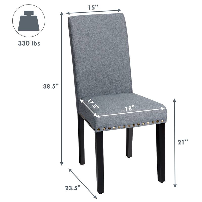 Costway Set of 2 Fabric Dining Chairs Upholstered with Nailhead Trim - See Description