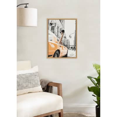 Kate and Laurel Sylvie Giraffe in New York Canvas by July Art Prints