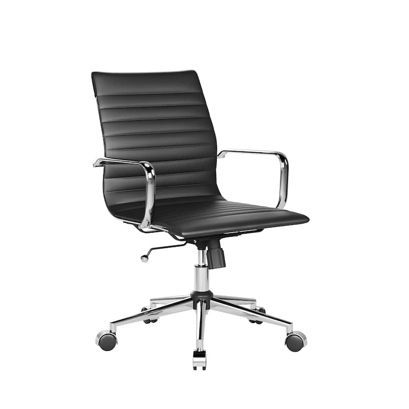 CAROCC Ribbed Computer Office Chair Swivel Lift tilt function Ergonomic Premium Leather Desk Armchair