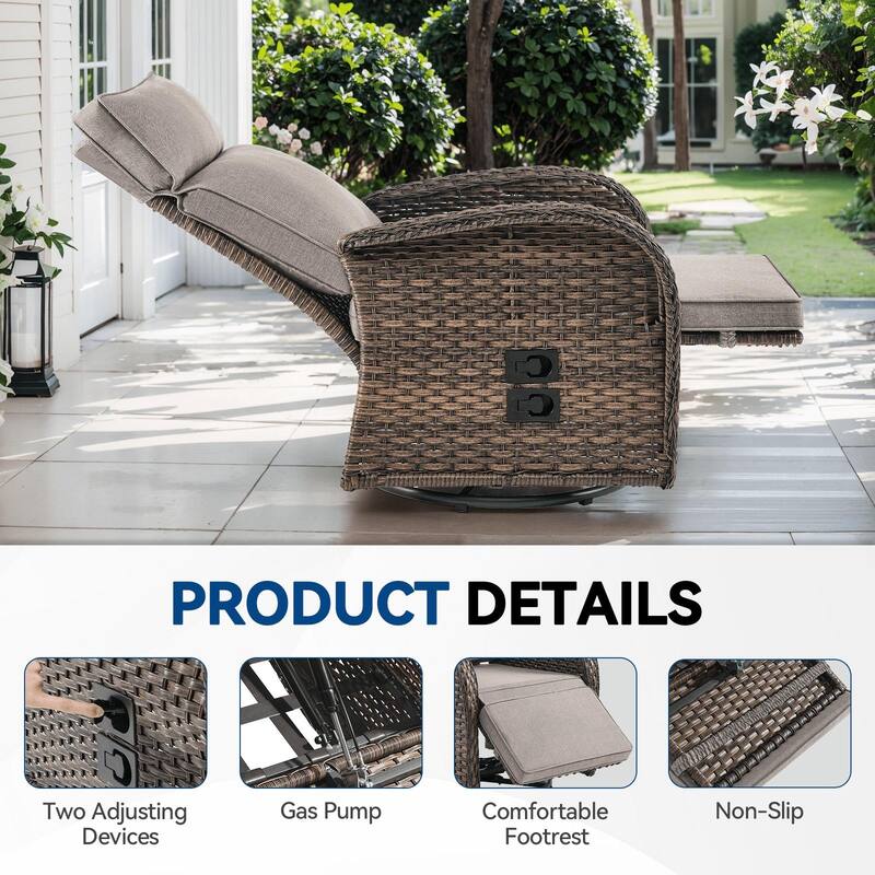 Pocassy Reclining Patio Chair with Adjustable Backrest