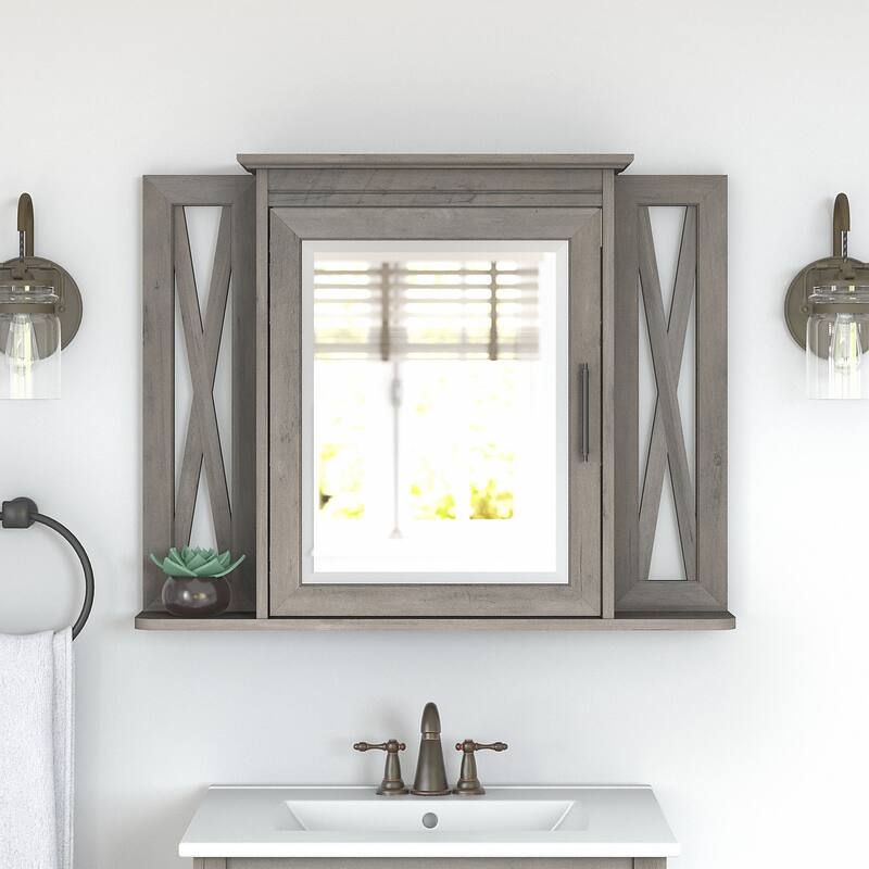 Key West Bathroom Medicine Cabinet with Mirror by Bush Furniture - Driftwood Gray