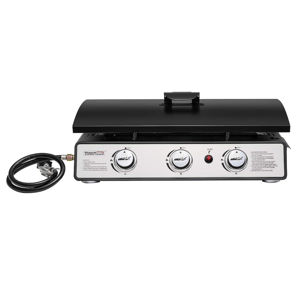 Royal Gourmet 3-Burner Portable Tabletop Gas Grill Griddle with Top Hard Cover