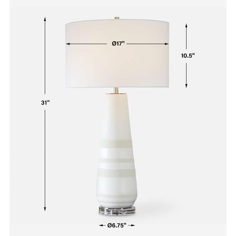 Ceramic Table Lamp with White Round Shade - 31" - Cream