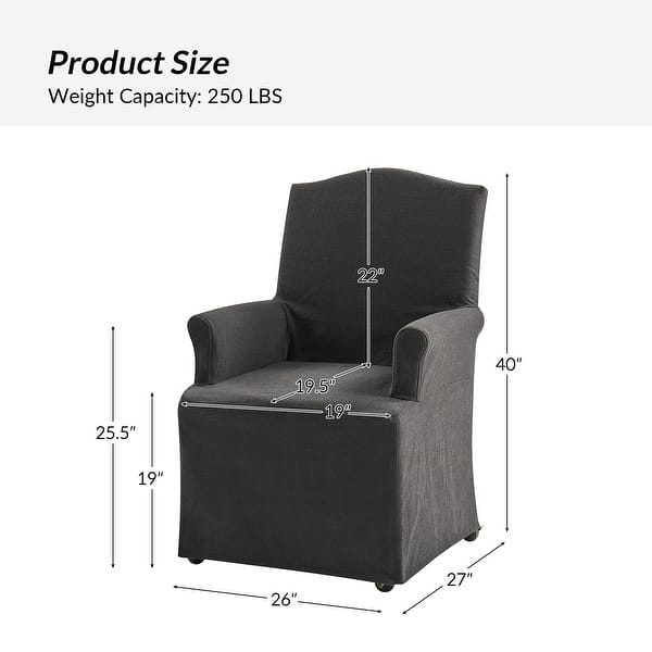 dimension image slide 5 of 7, Alethea Upholstered Slipcover Arm Dining Chair with Soild Wood Legs by HULALA HOME