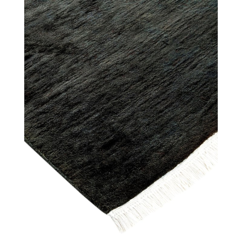Overton Hand Knotted Wool Vintage Inspired Modern Contemporary Overdyed Black Area Rug - 3' 1" x 5' 3"