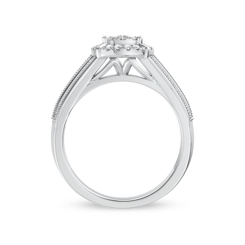 1/2ct TDW Diamond Cluster Halo Engagement Ring in 10K White Gold for Women