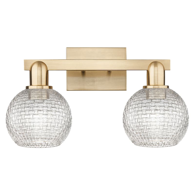 Innovations Lighting 716-2W-10-17 Athens Vanity Athens 2 Light 17" - Champagne Bronze / Clear Basketweave