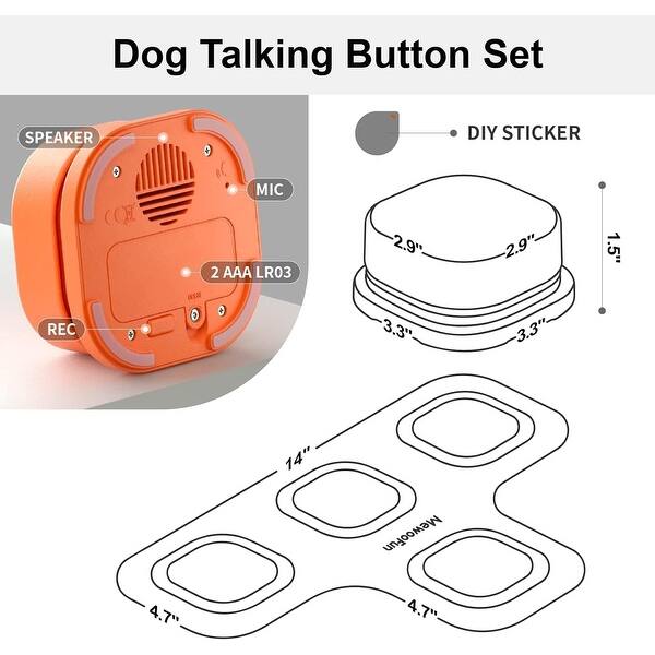 Dog Button Set for Training with Mats and Stickers (4Pack) Bed Bath