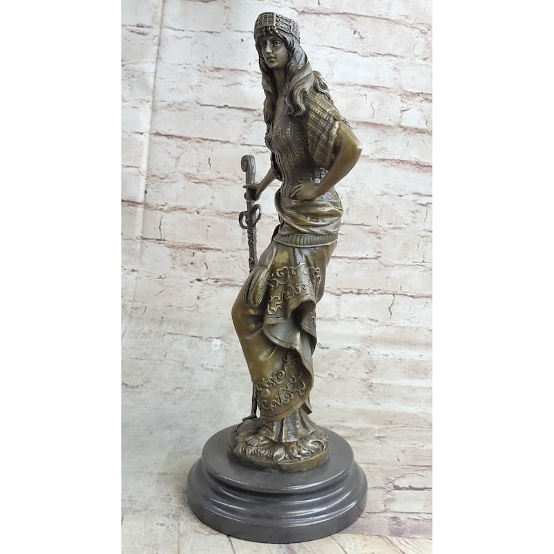 Ancient Warrior Princess W/ Sword Bronze Statue Sculpture Figure 15 Inches X 8 Inches