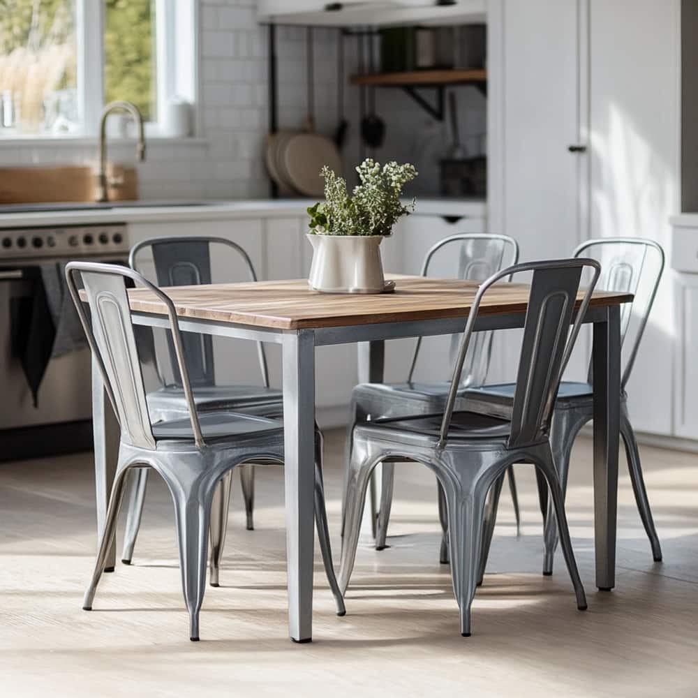 Industrial Metal 18 Inch Stackable Dining Chair Set