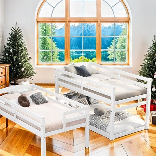 slide 2 of 15, Separate Design Twin Size Triple Bunk Bed with Storage Staircase,3 Beds in 1 White