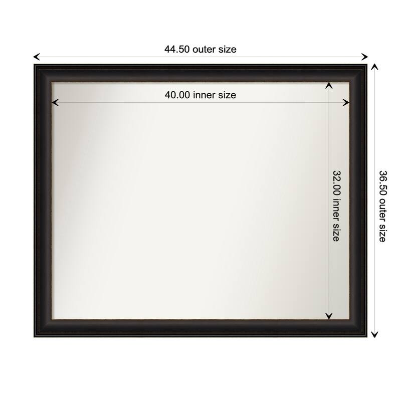 Trio Oil Rubbed Bronze Framed Non-Beveled Custom Wall Mirror, Bathroom Vanity Mirror - Outer Size: 44.5 x 36.5