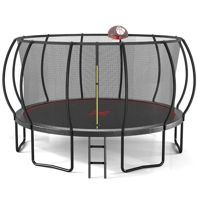 16FT High-Dip Galvanized Frame Trampoline Pumpkin- Black Red