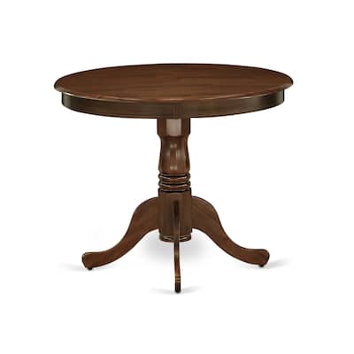East West Furniture Kitchen Table Set Includes a Round Dining Table and Upholstered Chairs, Antique Walnut (Pieces Options)
