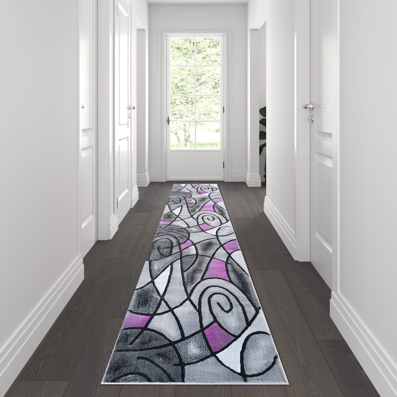 Modern Olefin Accent Area Rug - Abstract Pattern