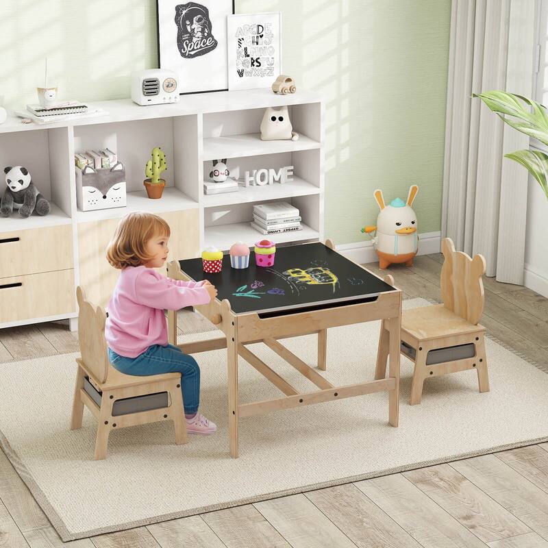 Costway Kids Table and Chairs Set 4 in 1 Children Activity Table with - See Details