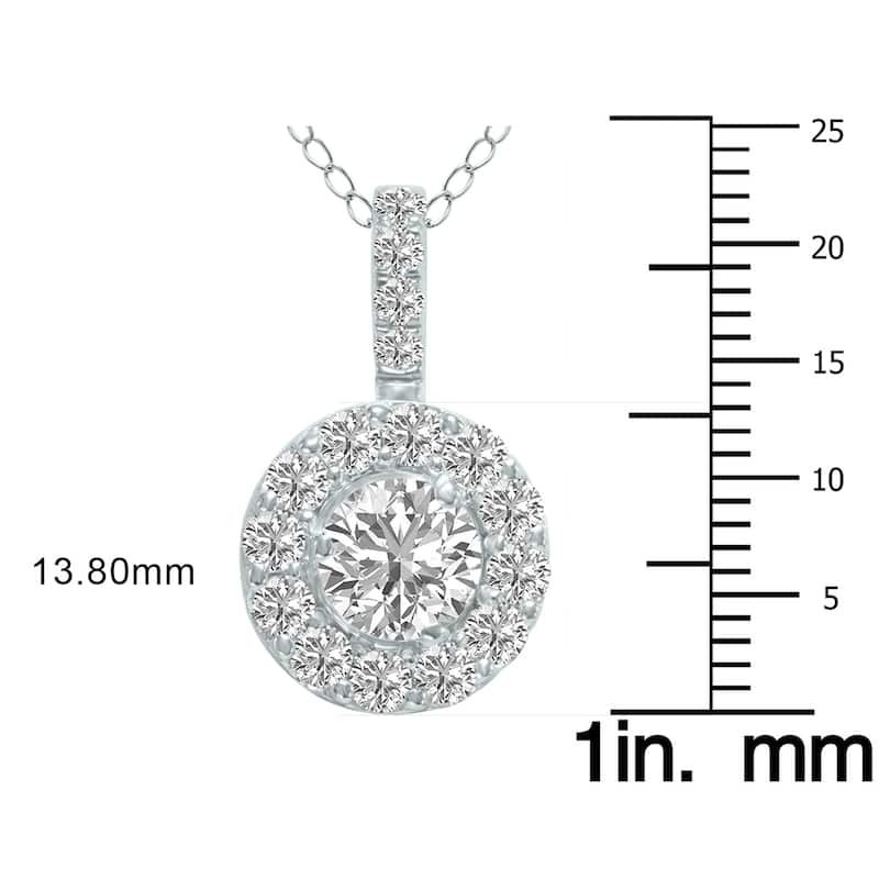 Marquee 2 Carat TW Halo Lab Grown Diamond Pendant in 14K White Gold
