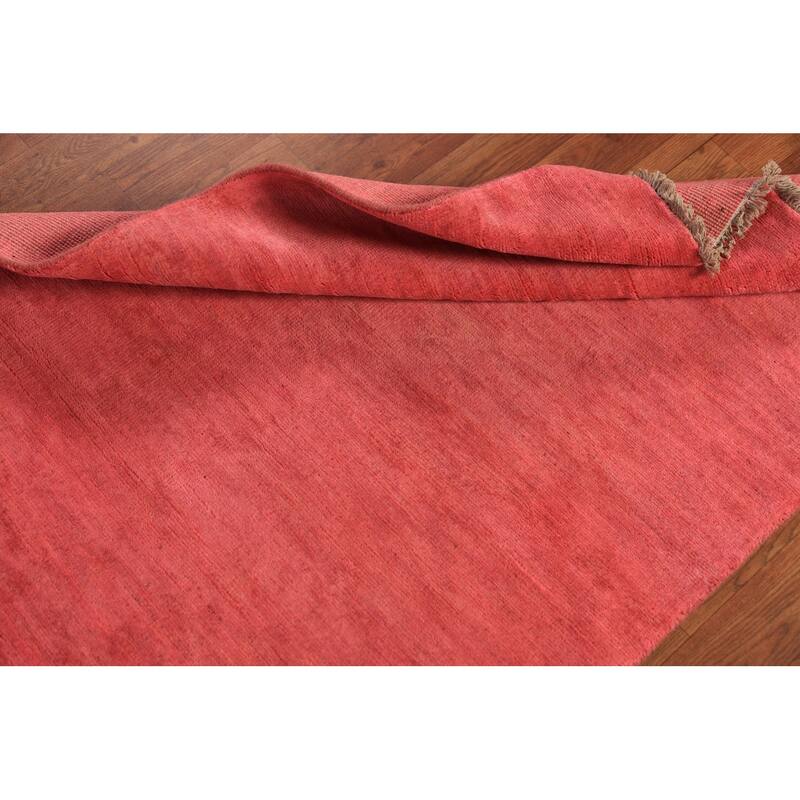 Pink Gabbeh Oriental Runner Rug Hand-Knotted Wool Carpet - 3'2" x 12'3"