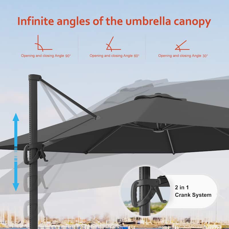LIVOOSUN 10x8FT Rectangular Cantilever Patio Umbrella Aluminum Frame