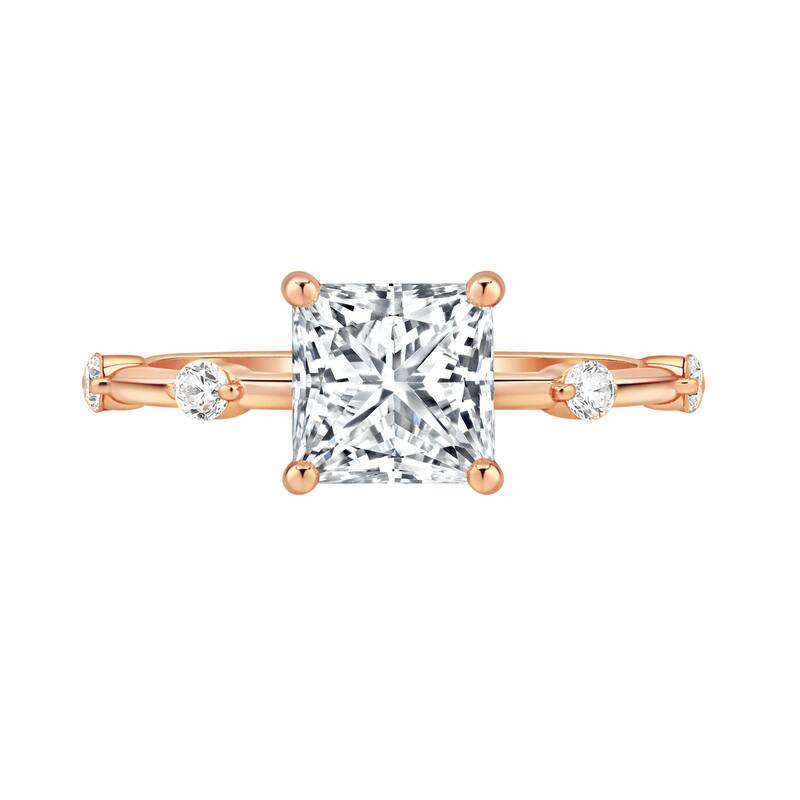 Auriya 14K Gold Tapered Princess Lab Grown Diamond Engagement Ring 1.12 - 5.28ct. tw. (F-G, VS)