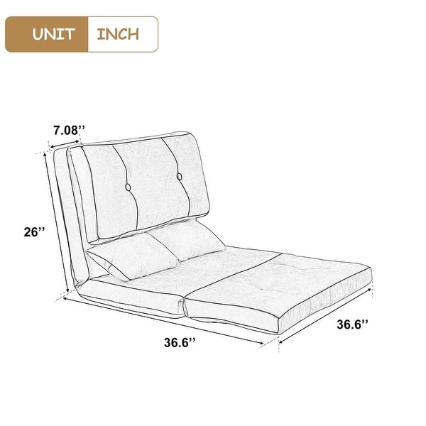 Porch & Den Othello Adjustable Folding Lounge Floor Sofa with Two