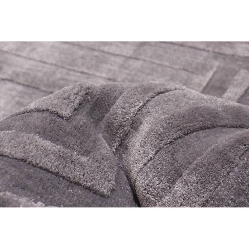 ECARPETGALLERY Hand Loomed Shimmer Grey Viscose Rug - 7'8 x 9'7