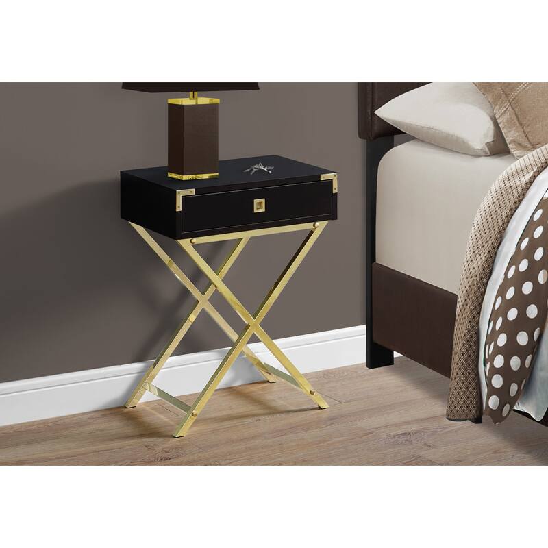 24” Modern Nightstand with Drawer and Cross Base Wood End Table for Bedroom or Living Room - 18.25”L x 12”W x 24”H