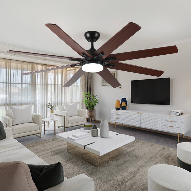 72 Inch Large Ceiling Fan Light, Modern Indoor/Outdoor 6 Speed Reversible Ceiling Fan for Kitchen Living Room Patio