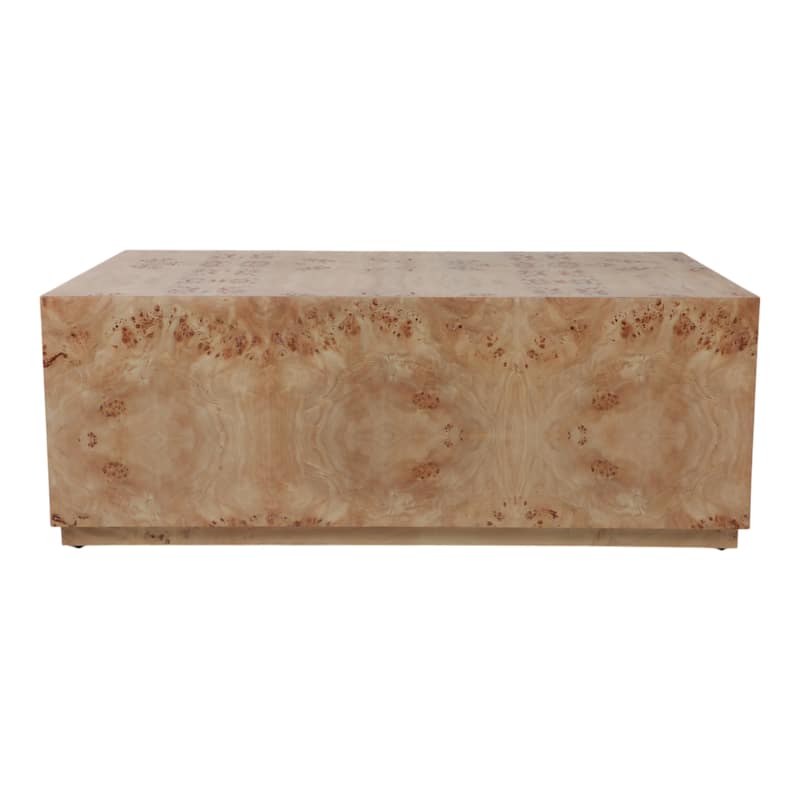 Wood Rectangular Coffee Table Modern Burl Grain Block Design - 18" Tan - 47" x 23.75" x 17.75"