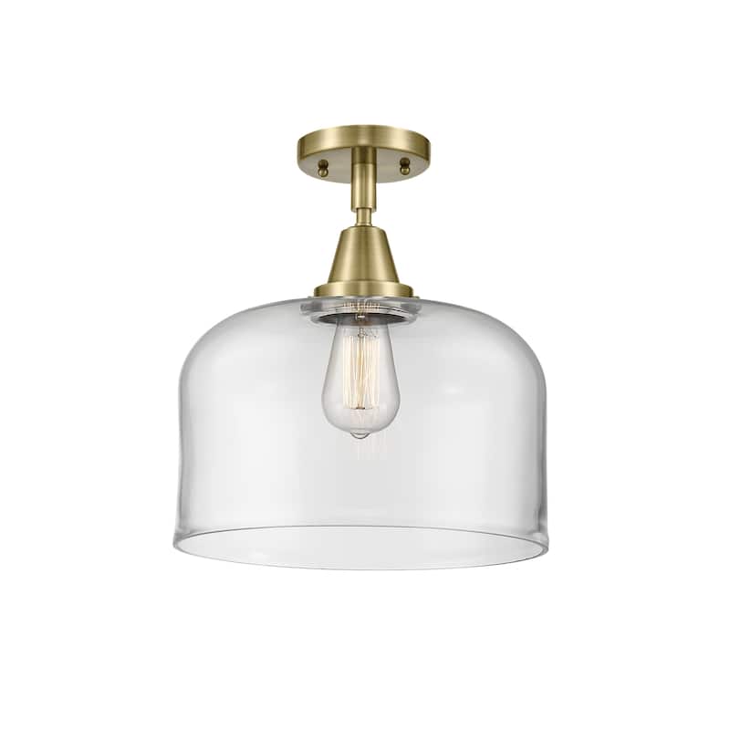 Innovations Lighting Caden Bell - 1 Light 12" Flush Mount - Antique Brass/Clear