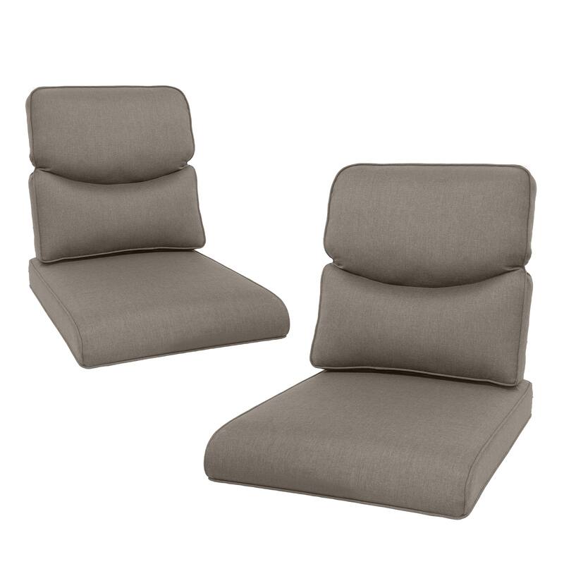 Gymojoy Pillow and Cushion Set Deep Seat Indoor/Outdoor - 25" x 22" x 4" - Two Sets - Grey