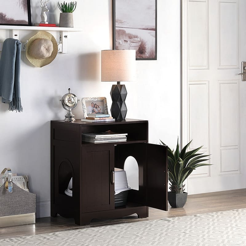 beeNbkks Cat Litter Box Enclosure Cat Washroom with 2 Entrances
