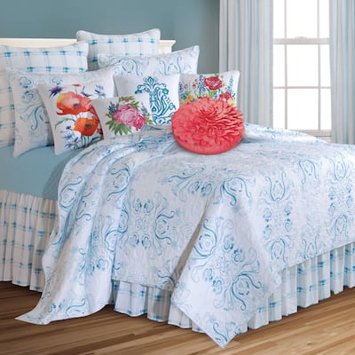 Veranda Full/Queen Quilt 100% Cotton Lightweight Machine Washable Reversible Bedspread Coverlet