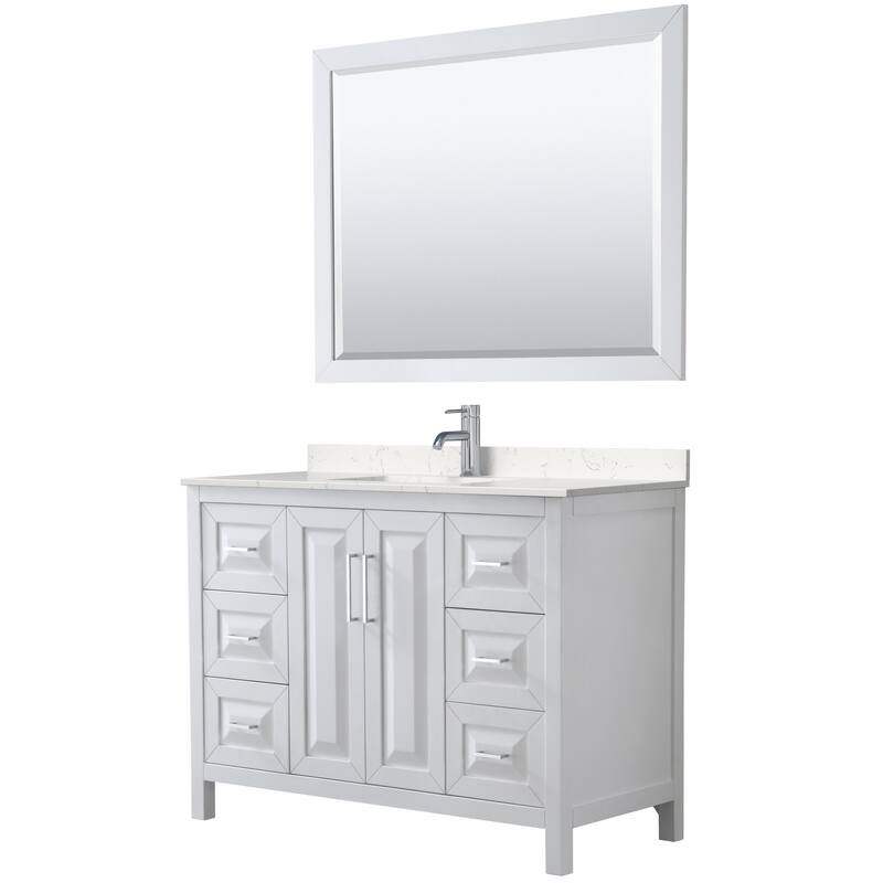 Wyndham Collection Daria 48" Free Standing Single Basin Vanity Set - White / Carrara Cultured Marble Top / Polished