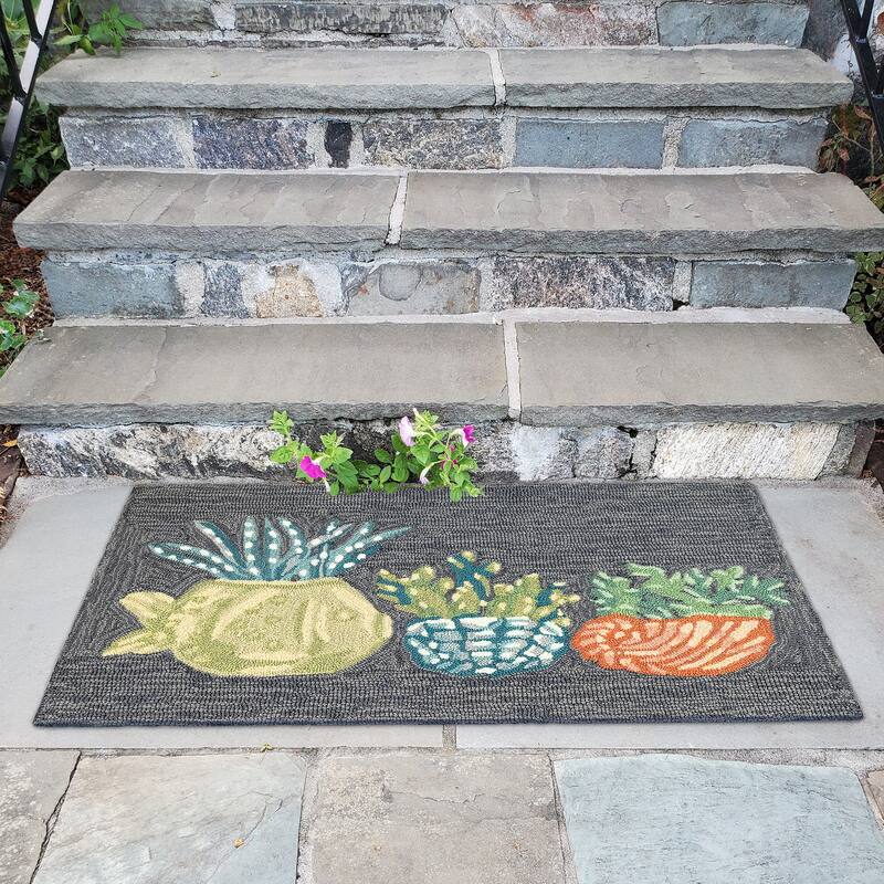 Liora Manne Frontporch Happy Plant Indoor/Outdoor Rug