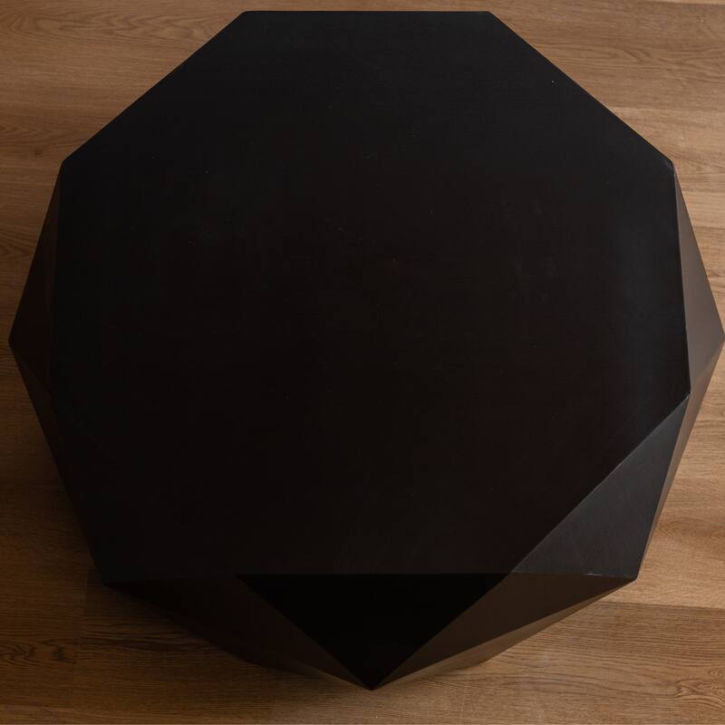 38"Three-dimensional Embossed Pattern Design American Retro Style Coffee Table,Black Tabletop