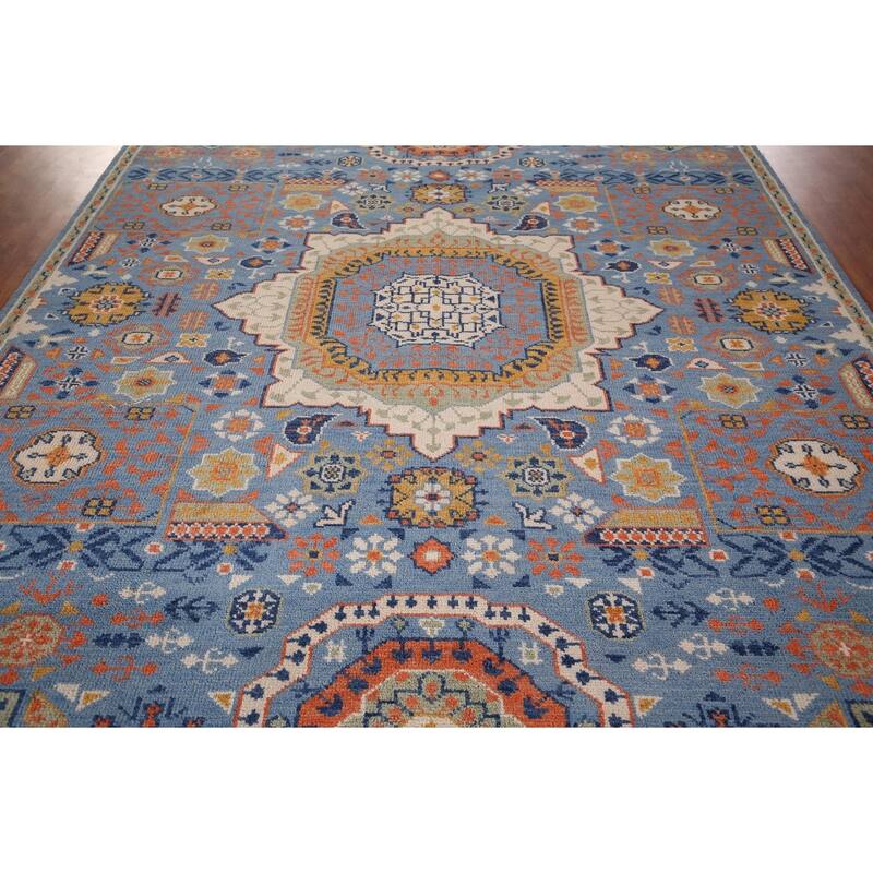 Geometric Khotan Indian Area Rug Handmade Wool Carpet - 8'9"x 11'8"