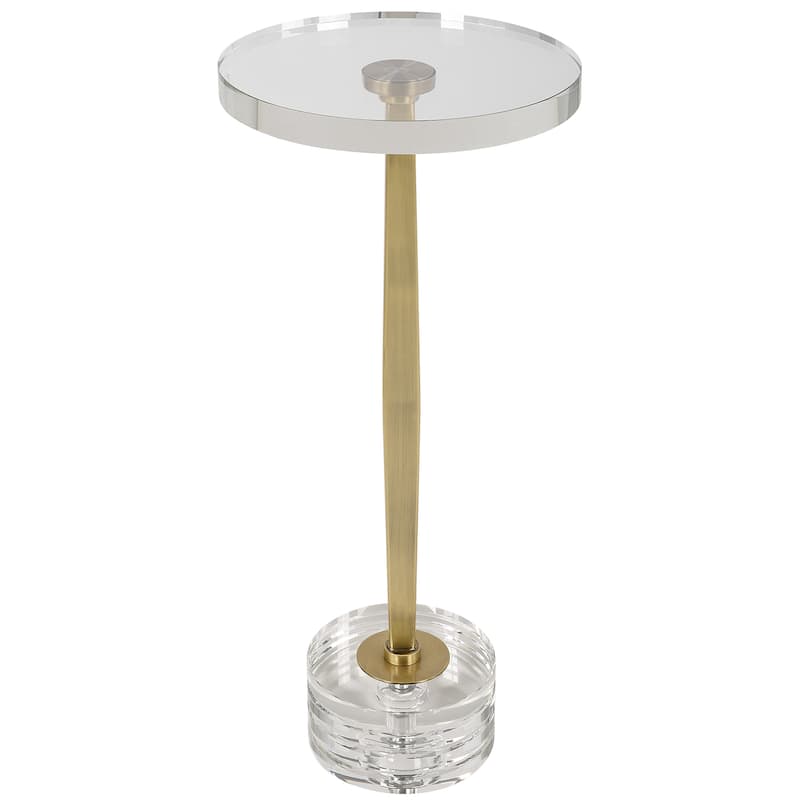 Uttermost Groove Crystal Drink Table - 10"W x 24"H x 10"D