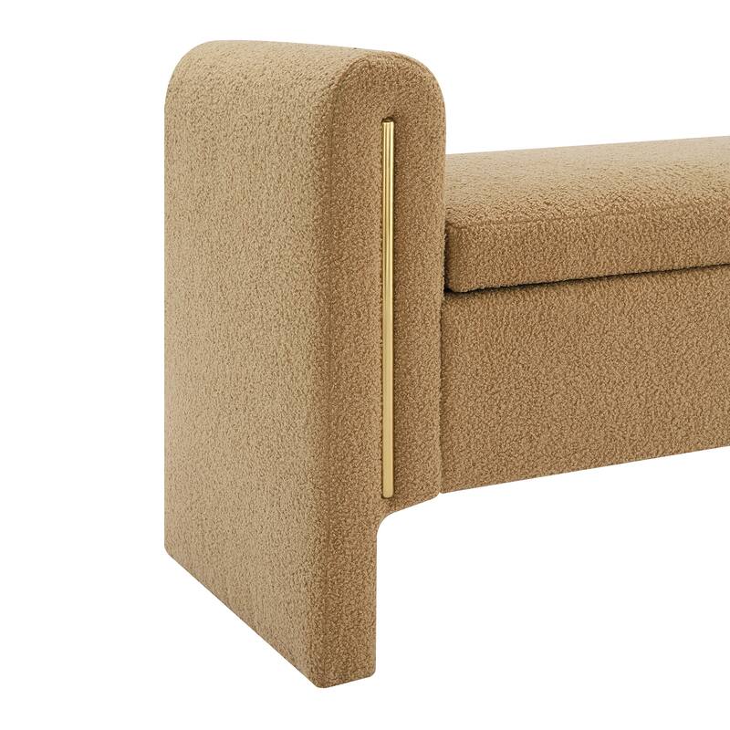 Modern Teddy Bench with Arms and Storage, Upholstered Large Foot Rest Stool, Comfy Window Vanity Bench