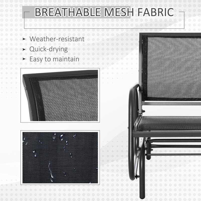 Outsunny Glider/Rocking Chair Set with Breathable Mesh Fabric, Curved Armrest